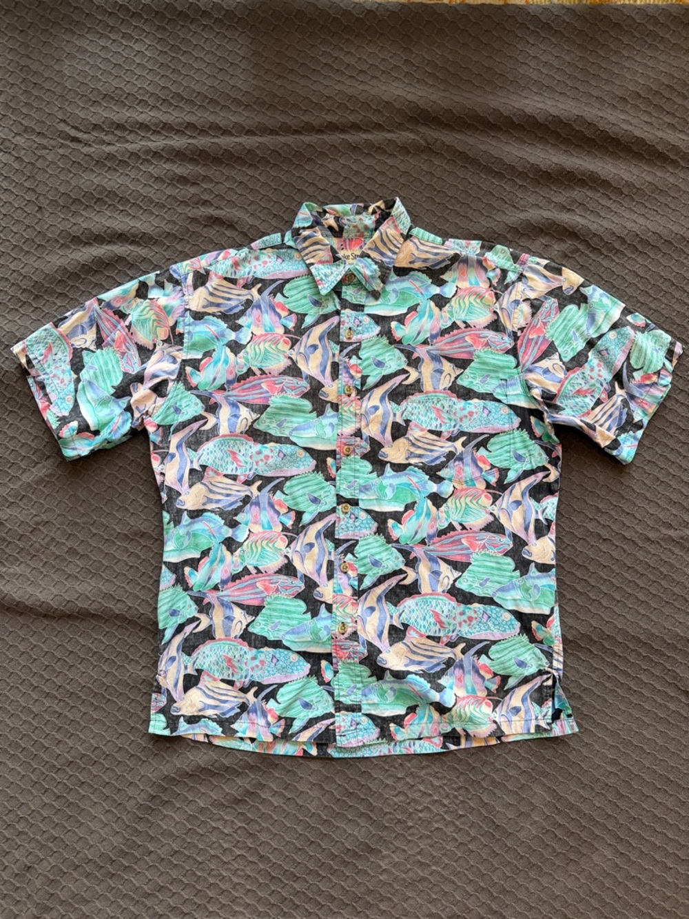 Cooke Street Tropical Fish Print Short-Sleeve Button-Up
